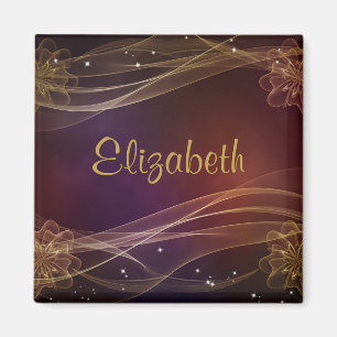 Personalized Maroon Design with Wispy Gold Accents Magnet