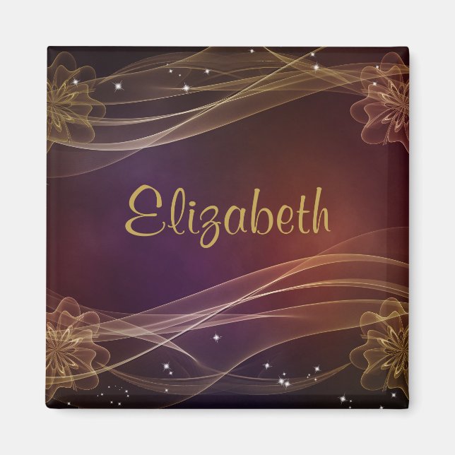 Personalized Maroon Design with Wispy Gold Accents Magnet (Front)