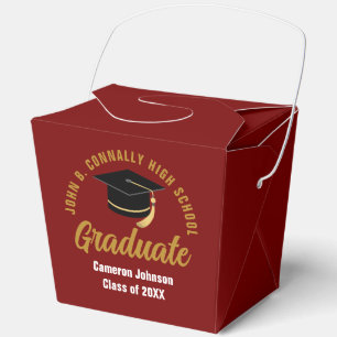 Personalized Maroon Gold Graduation Party Fortune Favor Box