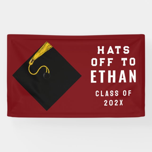 Personalized Maroon Graduation 2025 Banner (Horizontal)