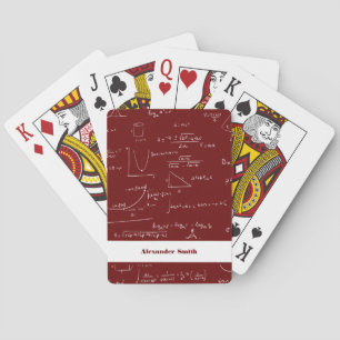 Personalized Maroon Math Formulas Equations Playing Cards