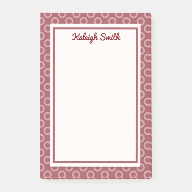 Personalized Maroon Polka Dots Post It Notes (Front)