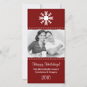 Personalized Maroon Snowflake Holiday Photo Cards