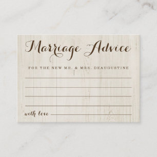Personalized Marriage Advice Card - Rustic Wood