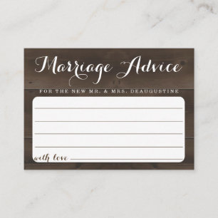 Personalized Marriage Advice Card - Rustic Wood