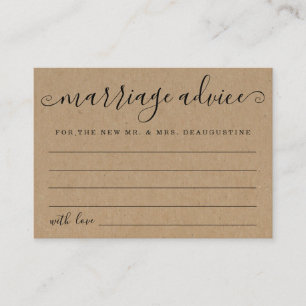Personalized Marriage Advice Cards - Rustic Kraft