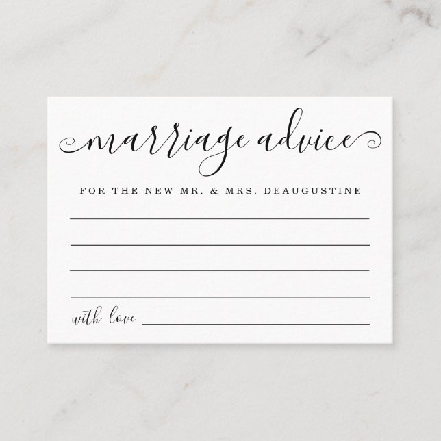 Personalized Marriage Advice Cards - Simple (Front)