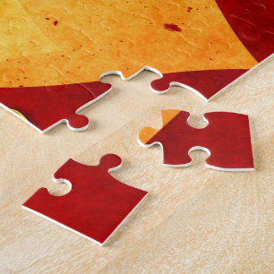 Personalized Marriage Proposal Gold Hearts & Red Jigsaw Puzzle