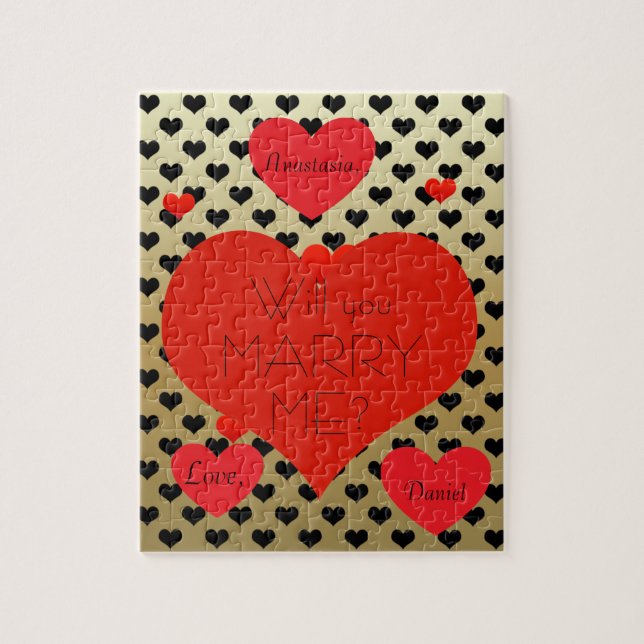Personalized marriage proposal will you marry me jigsaw puzzle (Vertical)