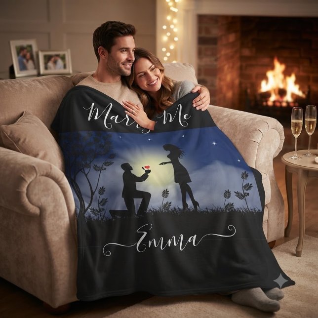 Personalized Marry Me Marriage Proposal Fleece Blanket (Creator Uploaded)