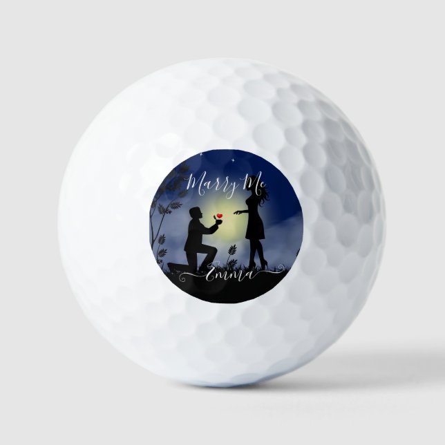 Personalized Marry Me Marriage Proposal Golf Balls (Front)