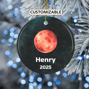 Personalized Mars Ornament, Solar System, Planet Ceramic Ornament