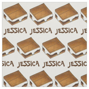 Personalized Marshmallow Camp Fire S'mores Smores Fabric