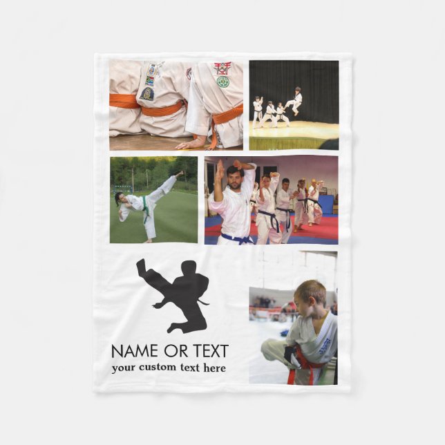 Personalized Martial Arts Karate Photo Collage Fleece Blanket (Front)