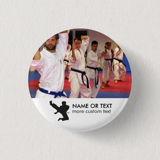 Personalized Martial Arts Karate Photo & Name 1 Inch Round Button (Front)