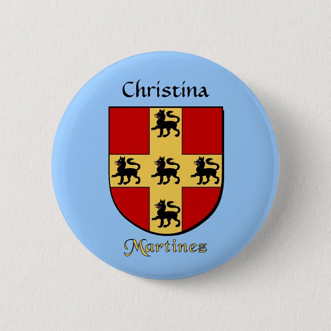 Personalized Martinez Historical Shield 2 Inch Round Button (Front)