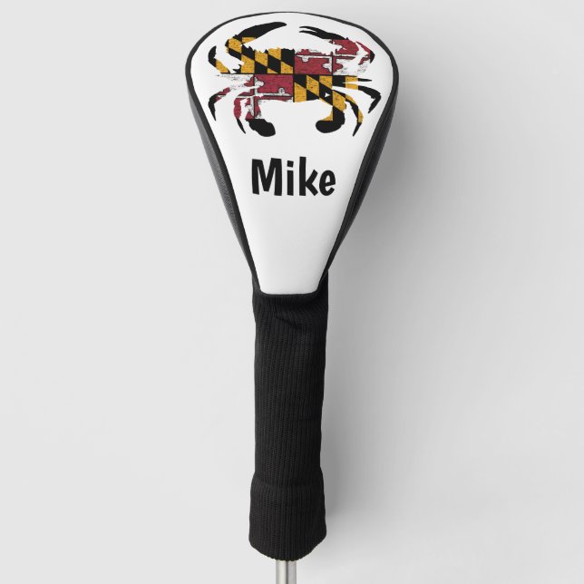 Personalized Maryland Flag Blue Crab  Golf Head Cover (Front)