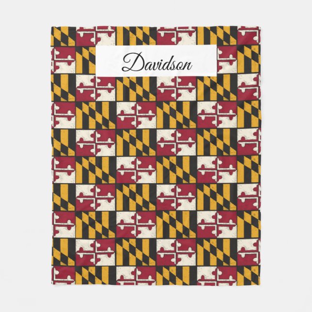 Personalized Maryland Flag Fleece Blanket (Front)