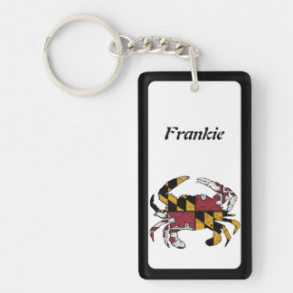 Personalized Maryland State Flag Blue Crab Keychain