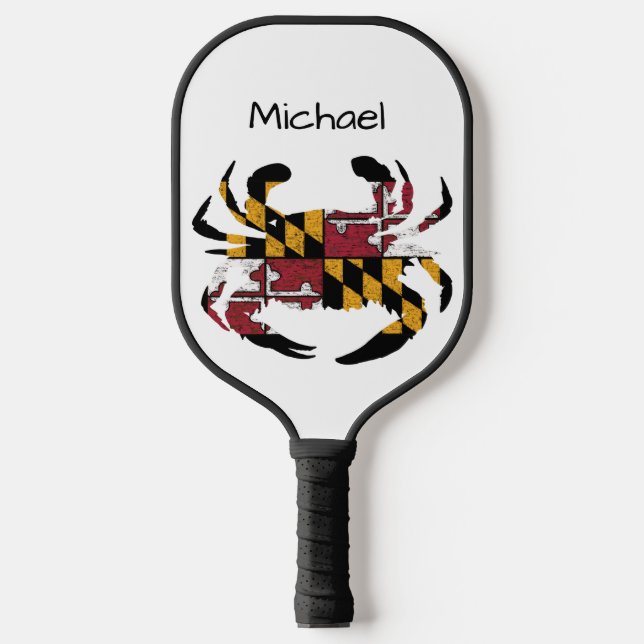 Personalized Maryland State Flag / Blue Crab Pickleball Paddle (Front)
