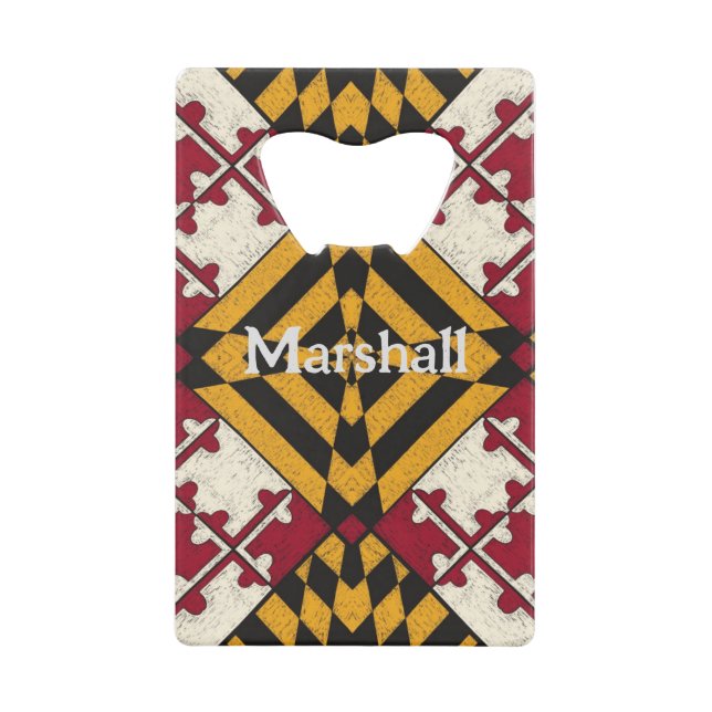 Personalized Maryland State Flag Bottle Opener Credit Card Bottle Opener (Front)