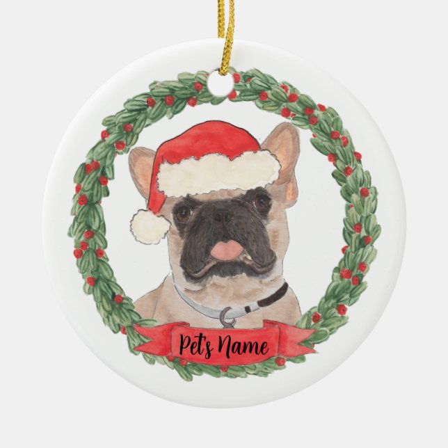 Personalized Masked Frenchie French Bulldog Ceramic Ornament (Front)