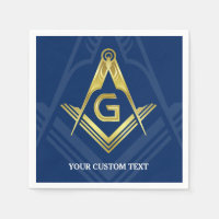 Personalized Masonic Napkins | Navy Blue Gold