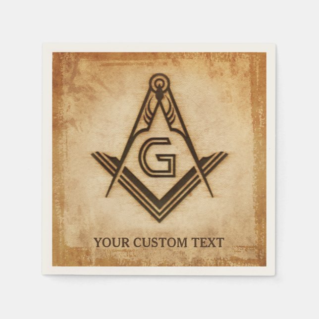 Personalized Masonic Napkins | Rustic Parchment (Front)