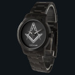Personalized Masonic Watches | Freemason Gifts<br><div class="desc">These classy and sophisticated modern personalized masonic watches make for unique and custom freemason gifts for yourself or another lodge brother... Customize this watch design easily with your own text, alter background colours, and even the the square and compass symbol style. The sharp black and white design illustrates the square...</div>