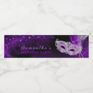 Personalized Masquerade Party Water Bottle Label