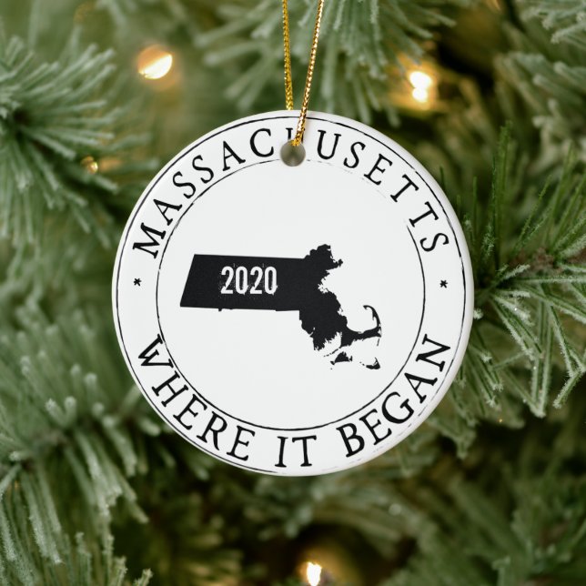 Personalized Massachusetts Ornament (Tree)