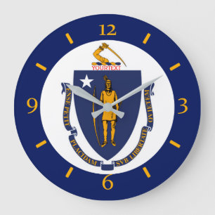 Personalized Massachusetts State Flag Design on Large Clock