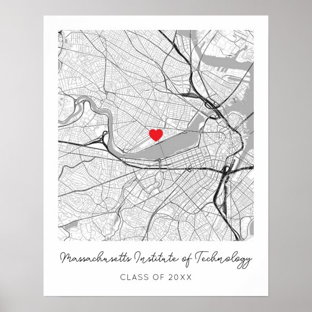 Personalized Massachusetts University Map Poster (Front)