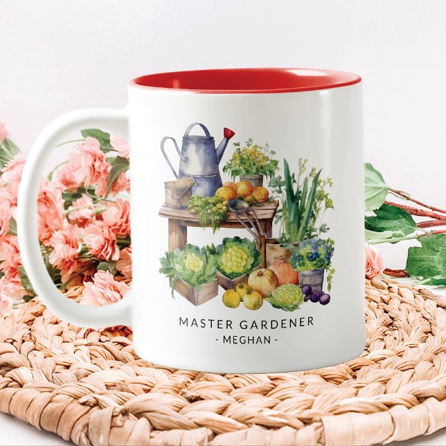 Personalized Master Gardener Two-Tone Coffee Mug (Creator Uploaded)