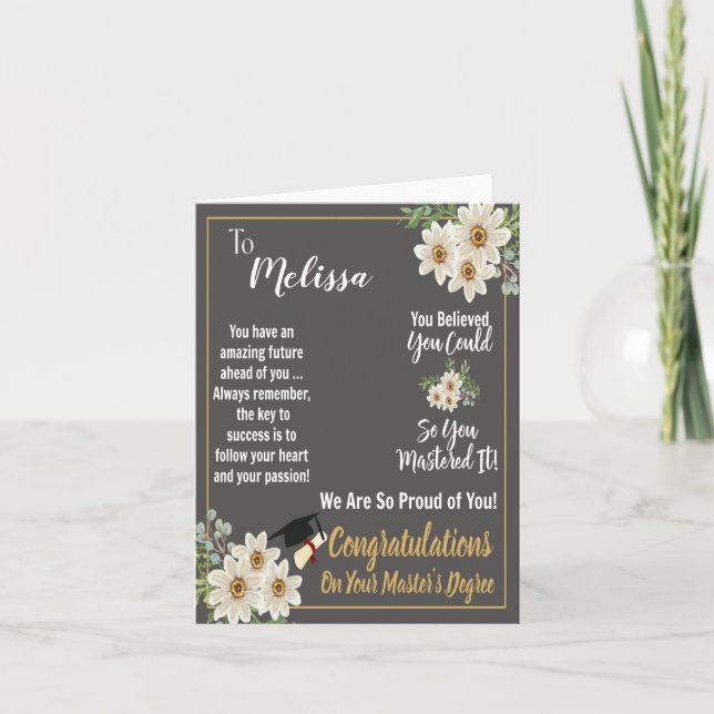 Personalized Master's Degree Graduation  Card (Front)