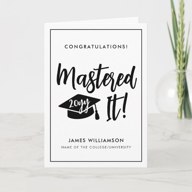 Personalized Masters Degree Graduation Mastered It Card (Front)