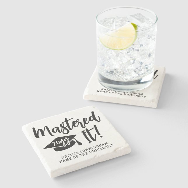Personalized Masters Degree Graduation Mastered It Stone Coaster (Side)