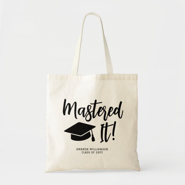 Personalized Masters Degree Graduation Mastered It Tote Bag (Front)