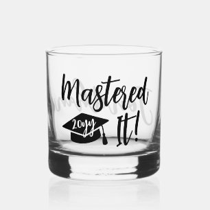 Personalized Masters Degree Graduation Mastered It Whiskey Glass