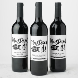 Personalized Masters Degree Graduation Mastered It Wine Label