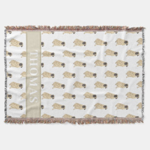 Personalized Mastiff Pink & White Throw Blanket