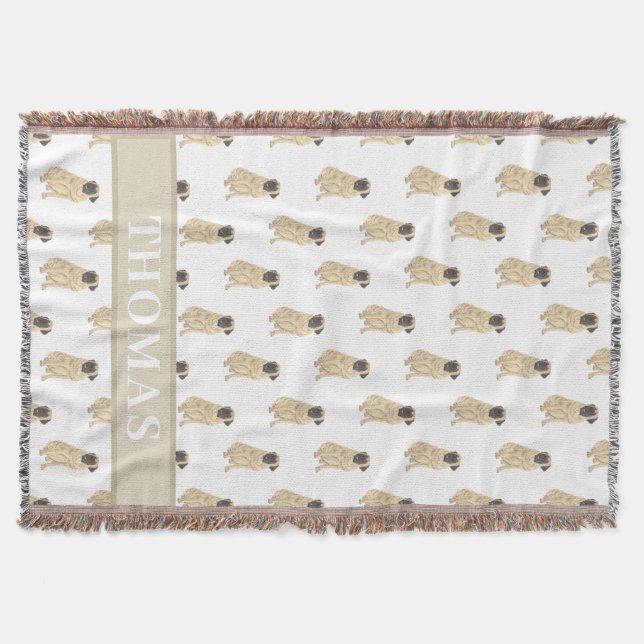 Personalized Mastiff Pink & White Throw Blanket (Front)