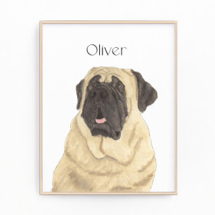 Personalized Mastiff Portrait Art Photo Print