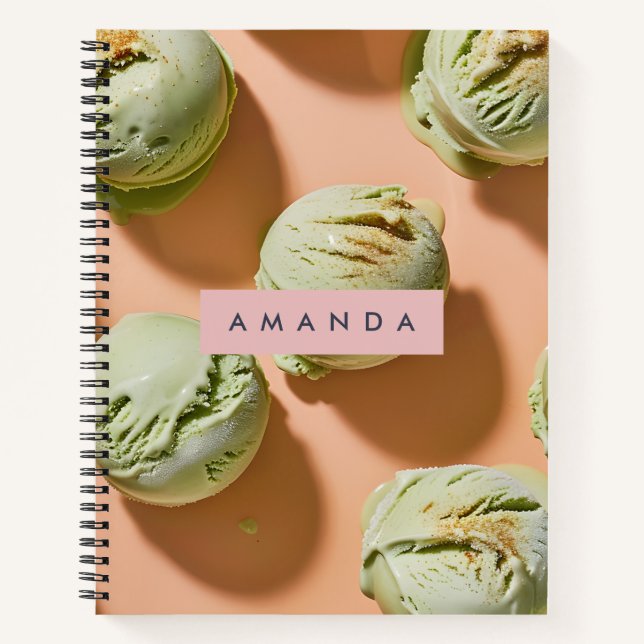 Personalized Matcha Ice Cream Scoop  Notebook (Front)