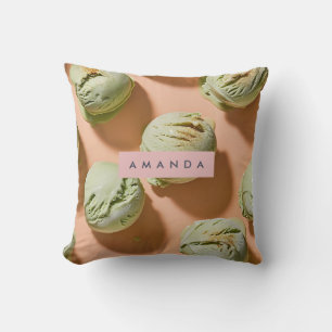 Personalized Matcha Ice Cream Scoop Throw Pillow