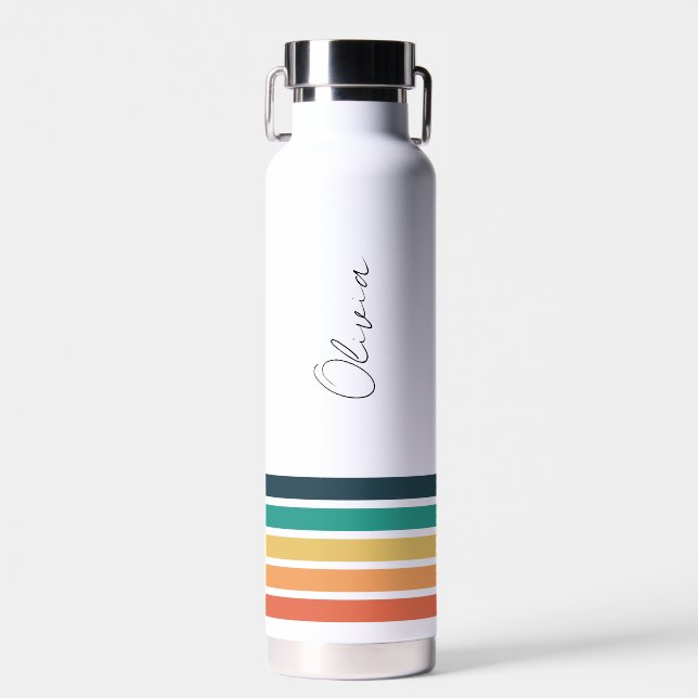 Personalized Matching Colour Strips  Water Bottle (Front)