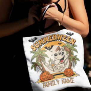 Personalized Matching Family Name Summerween  Tote Bag
