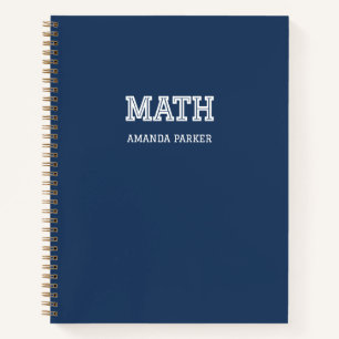 Personalized Math Grath School Calendar Navy Blue Notebook