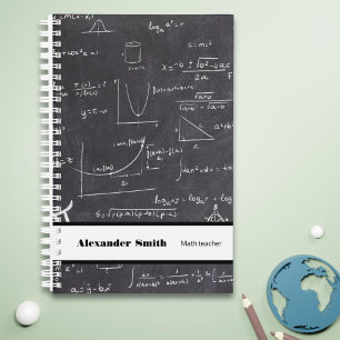 Personalized math teacher black with equations planner