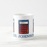 Personalized Math Teacher Calculator School Mug<br><div class="desc">Mug features an original education-themed illustration. Simply personalize with your child's teacher information for a unique holiday gift.</div>